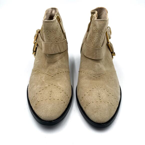 Anine Bing Bianca Bootie Beige Suede Gold Studded Harness Sz 36 / 6 US - Picture 4 of 11
